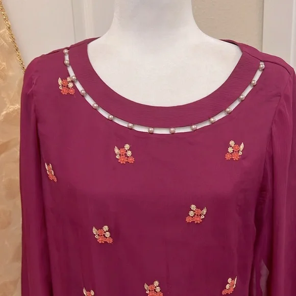 New Pakistani Indian Ethnic shalwar kameez burgundy color with beautiful  #351 - Picture 8 of 15